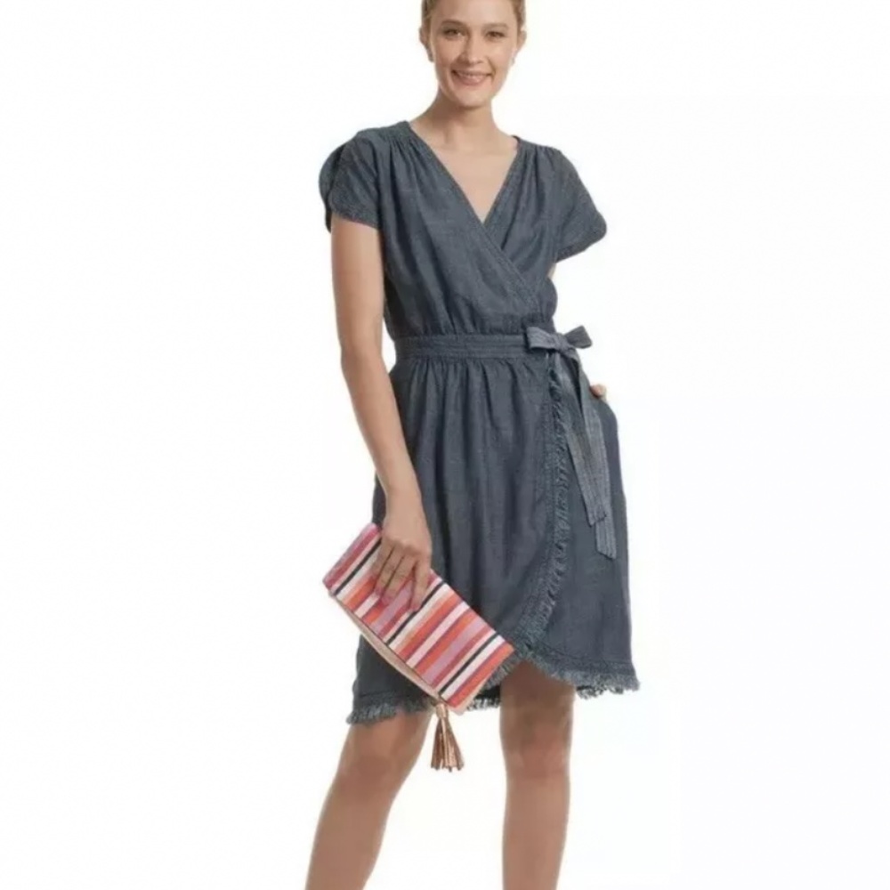 Trina Turk morina chambray wrap dress - size 2 - Retail $258 NWT